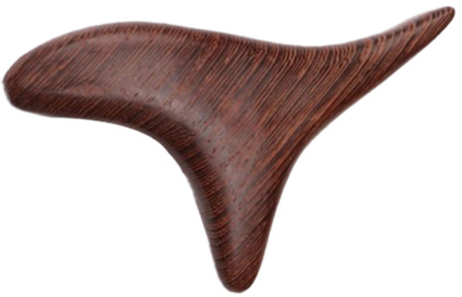 피앤케이 삼각 우드 괄사 마사지기 얼굴 목 발 지압봉, 다크 브라운, 1개