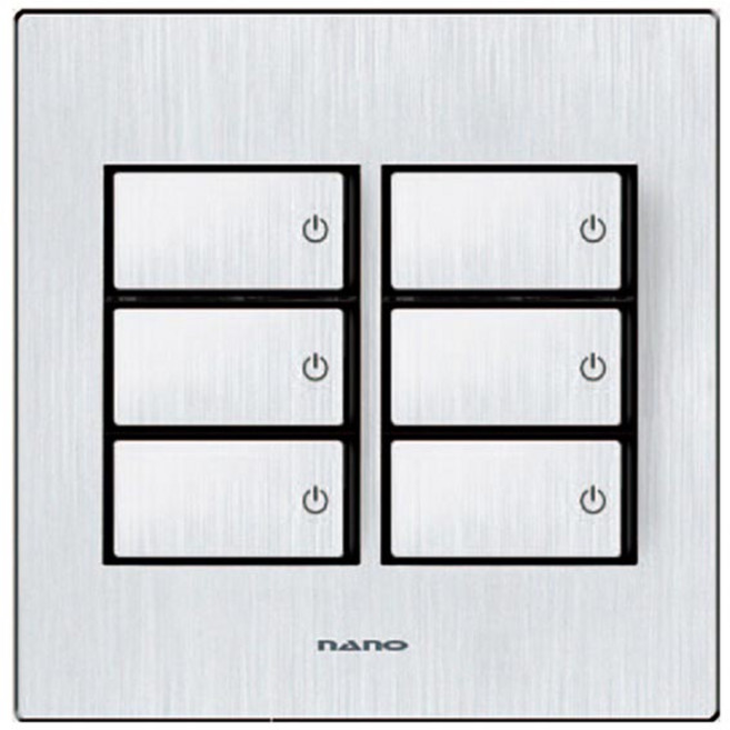 나노전기 아트2 인테리어 아크릴 배선기구 SIMPLE 2개용 6구 스위치 블랙, 1개