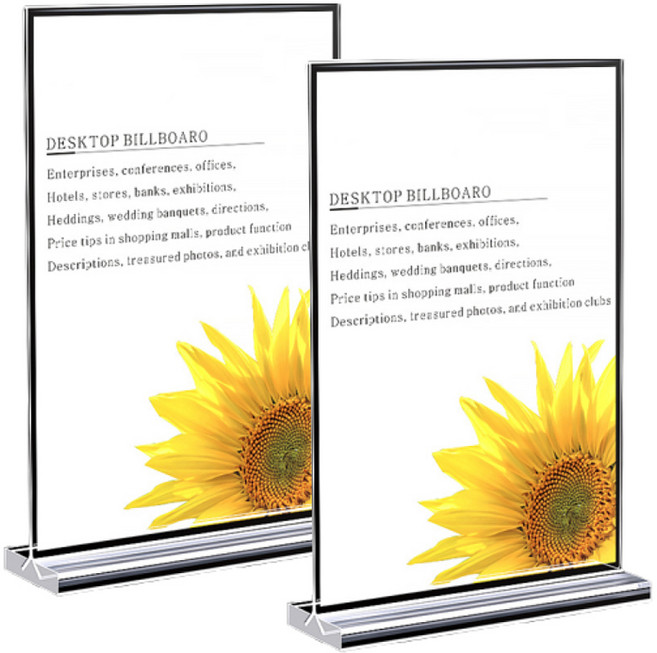 미톰 아크릴 스탠드 POP 꽂이 세로형 투명, 2개