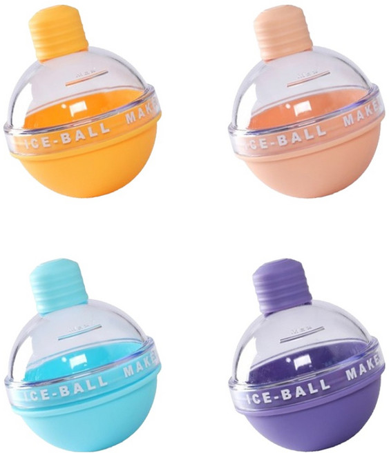 Reddot 紅點生活 小燈泡高密度便裝製冰球 4個, 粉色 + 黃色 + 藍色 + 紫色, 1組