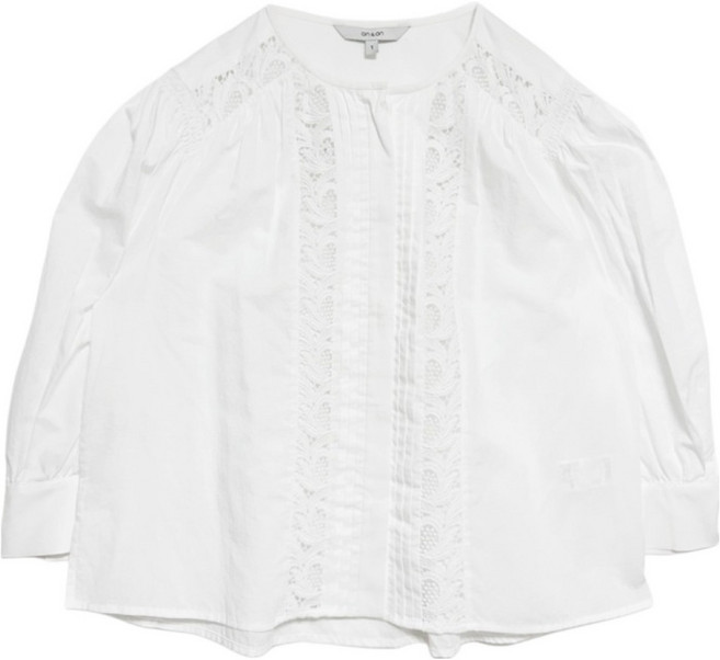 온앤온 여성용 레이스 배색 블라우스