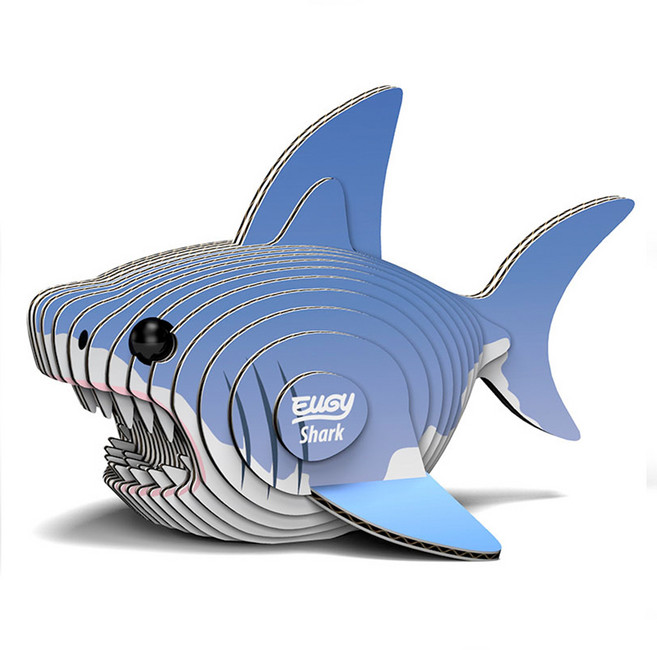 EuGy 3D立體紙拼圖, 7張, 鯊魚, 1組