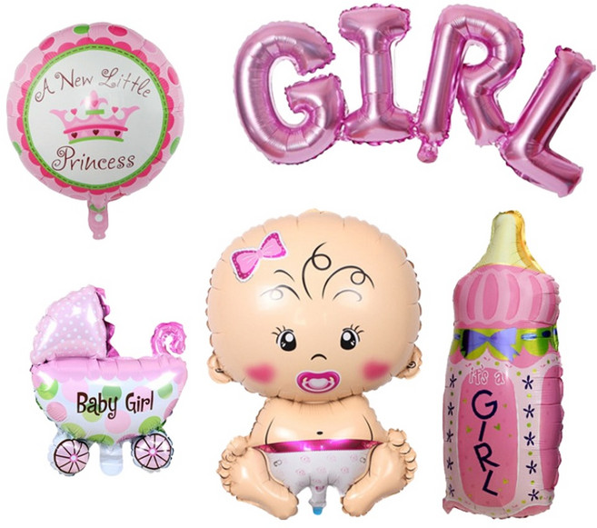 코히모 베이비샤워 젠더리빌 파티 풍선 세트 5W0347, 여자아이, 1세트
