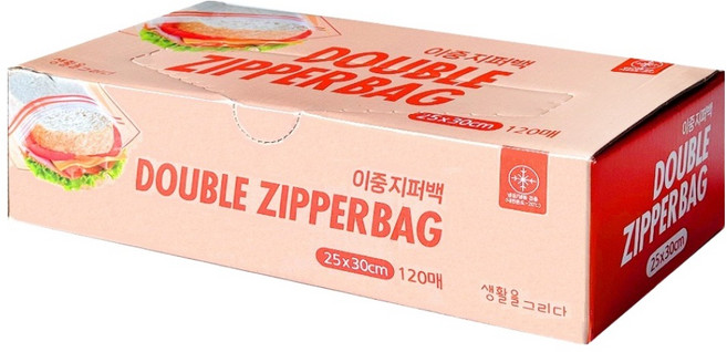 생활을그리다 이중 지퍼백 25 x 30 cm 랜덤발송, 대(L), 1개, 120개입