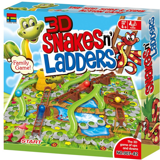 KINGSO TOYS 3D 蛇梯棋動作遊戲 B129, 1個, 混和色