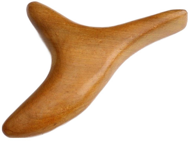 피앤케이 삼각 우드 괄사 마사지기 얼굴 목 발 지압봉, 우드 브라운, 1개