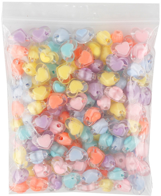 유니아트 티니비즈파스텔 더블하트17번 유광, 혼합색상, 1개