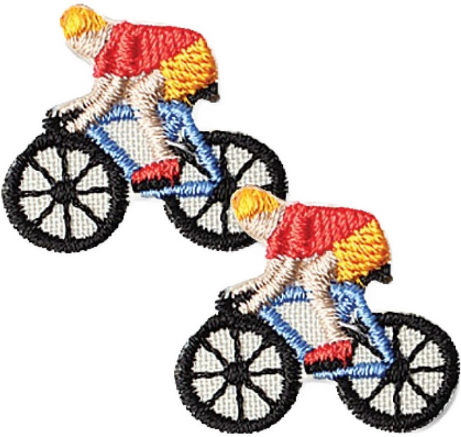 동대문단추왕 열접착식 자수 와펜 패치 따르릉 미니, 혼합색상, 2개