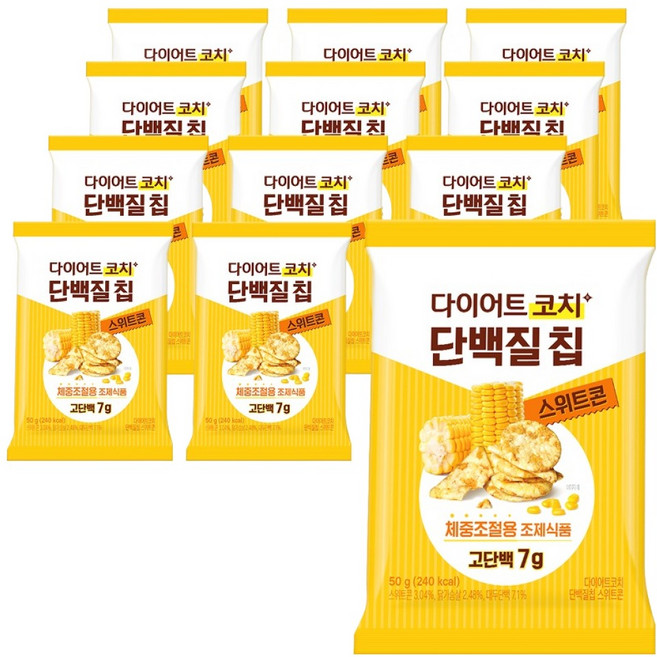 다이어트코치 종근당건강 다이어트코치 단백질칩 스위트콘, 50g, 12개