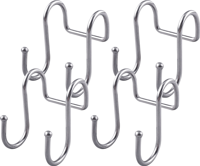 304不銹鋼雙S型強力掛鉤, 銀色, 4個