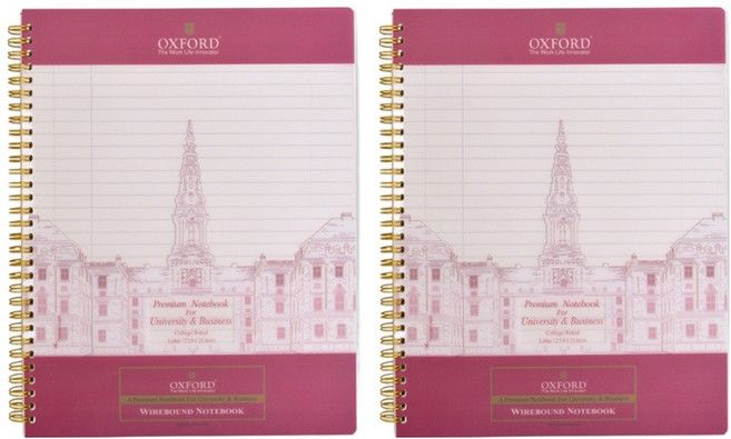 OXFORD PP 레터 좌철 90매 포켓폴더 포함 스프링 유선 노트, 퍼플, 2개