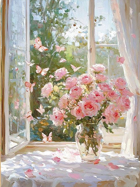 DULU 인기만점 DIY 명화그리기 캔버스 + 페인트 + 브러쉬 세트 30 x 40 cm, 타입5, 1세트