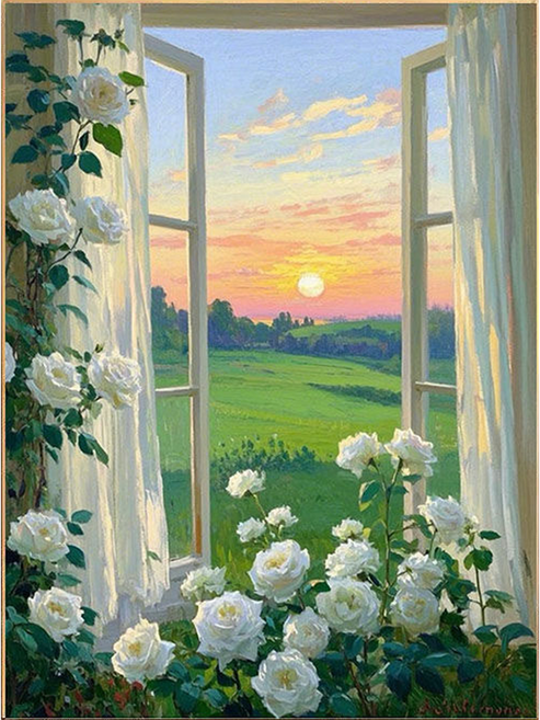 DULU 인기만점 DIY 명화그리기 캔버스 + 페인트 + 브러쉬 세트 30 x 40 cm, 타입4, 1세트