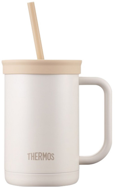 THERMOS 膳魔師 The Compact 吸管杯/隨行杯, 奶油色, 600ml, 1個