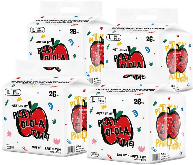 OLOLA 스킨핏 플레이 팬티형 기저귀 아동공용, 대형(L), 104매