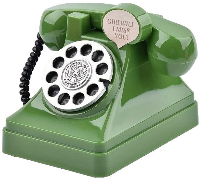 나나컴퍼니 인테리어 소품 앤틱 빈티지 전화기 저금통, 그린, 1개