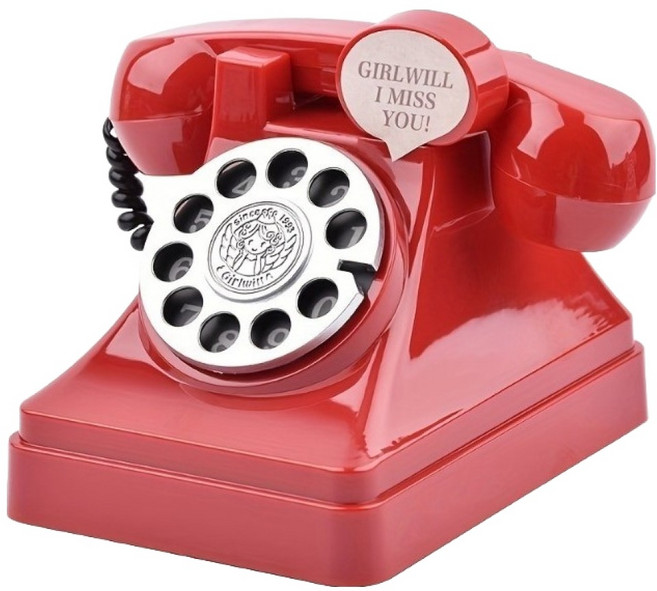 나나컴퍼니 인테리어 소품 앤틱 빈티지 전화기 저금통, 레드, 1개