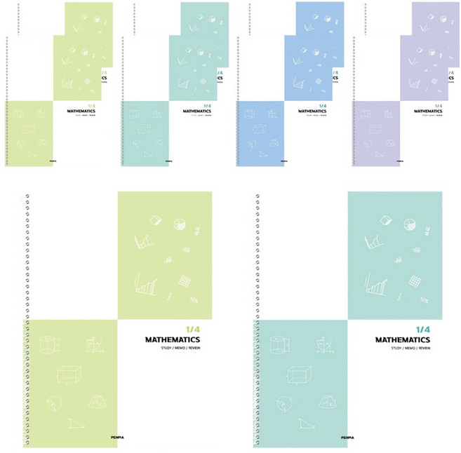 펜피아 2000 스프링 4분할 수학노트, 랜덤발송, 10개