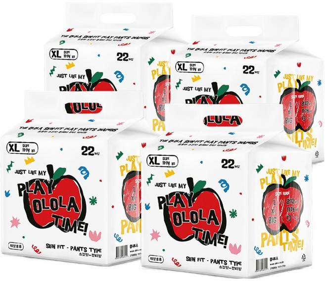 OLOLA 스킨핏 플레이 팬티형 기저귀 아동공용, 특대형(XL), 88매
