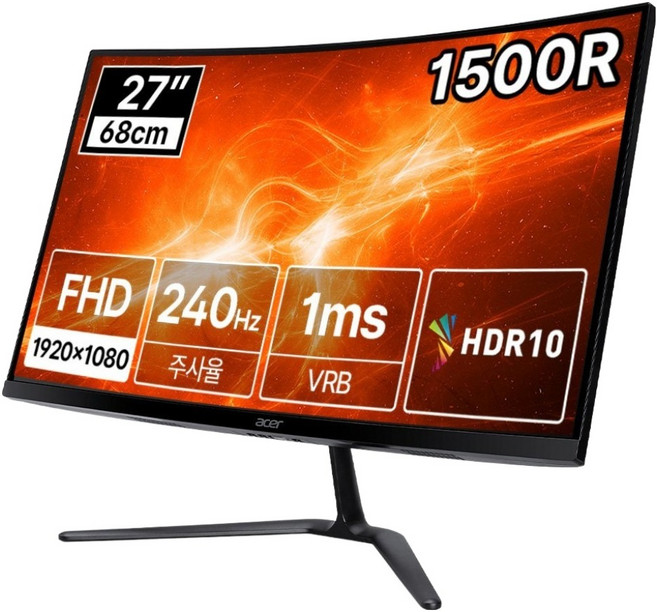 에이서 FHD 1500R 커브드 240Hz 무결점 게이밍 모니터, 68cm, NITRO ED270 X2