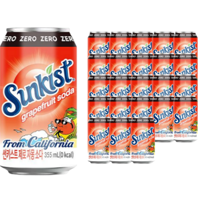 썬키스트 제로 자몽소다, 355ml, 24개