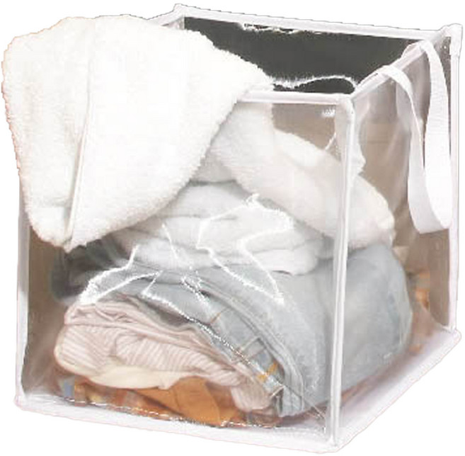 Axis 艾克思 方形手提透氣細網可折疊收納籃/洗衣籃/髒衣籃, 白色