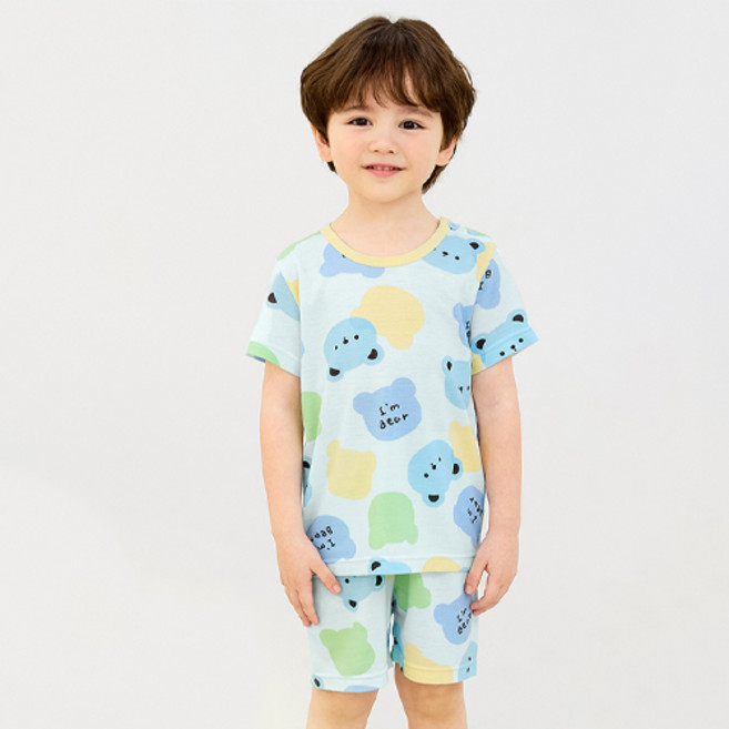 unifriend 兒童涼感小熊Cool五分家居服上下套裝