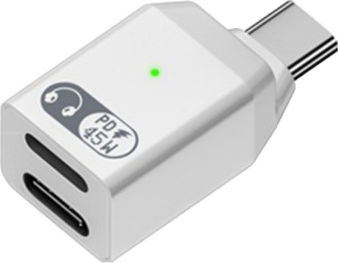 호후 C타입젠더 아이폰 아이패드 45W PD 고속충전 이어폰 2in1 젠더 C to 라이트닝 이어봐, 화이트, 1개, 30.6mm