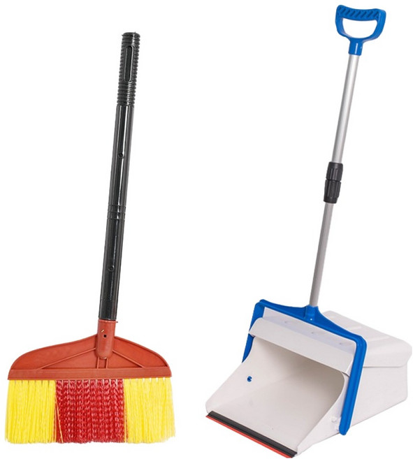 크린메이트 나이론빗자루 + 2단 자동 쓰레받기 세트, 혼합색상, 1세트