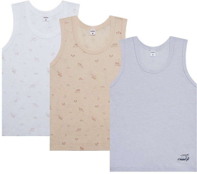 수아팜 남아용 캠핑 코튼 런닝 3종 세트