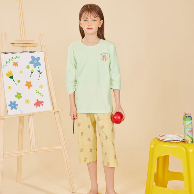 수아팜 여아용 헬로블레 에어로쿨 7부 내의 상의 + 하의 세트