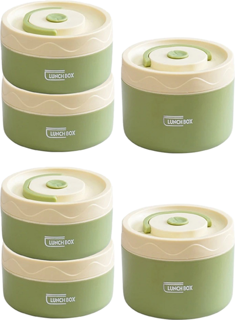 Couselect 可微波爐加熱陶瓷飯盒 115 x 115 x 215mm 300ml 2個 + 450ml 附保溫袋, 青檸綠, 2組