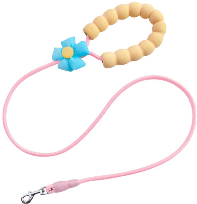 파스텔펫 강아지 플라워 산책 리드줄, 핑크, 1개