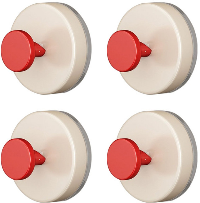 무타공 진공 흡착식 벽걸이 후크, 레드, 4개