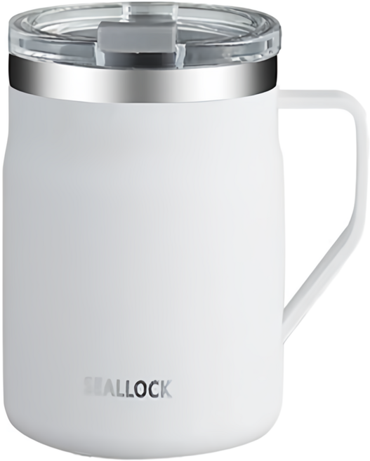 SEAL LOCK 日式簡約304不鏽鋼咖啡杯 密封蓋馬克杯 保溫杯 9 x 9 x 10.5cm, 550ml, 1個, 優雅白