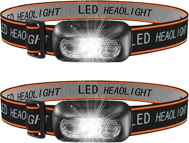 AHOYE 超輕量強光感應led照探頭燈2件組, 黑色, 1組