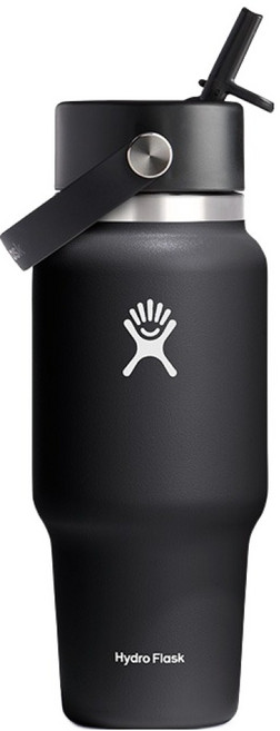 하이드로플라스크 24온즈 와이드 플렉스 스트로 트래블보틀, 블랙, 1개, 709ml