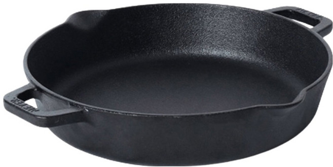 마이어코리아 인덕션 프리시즈닝 무쇠 주물 양손 프라이팬, 24cm, 1개