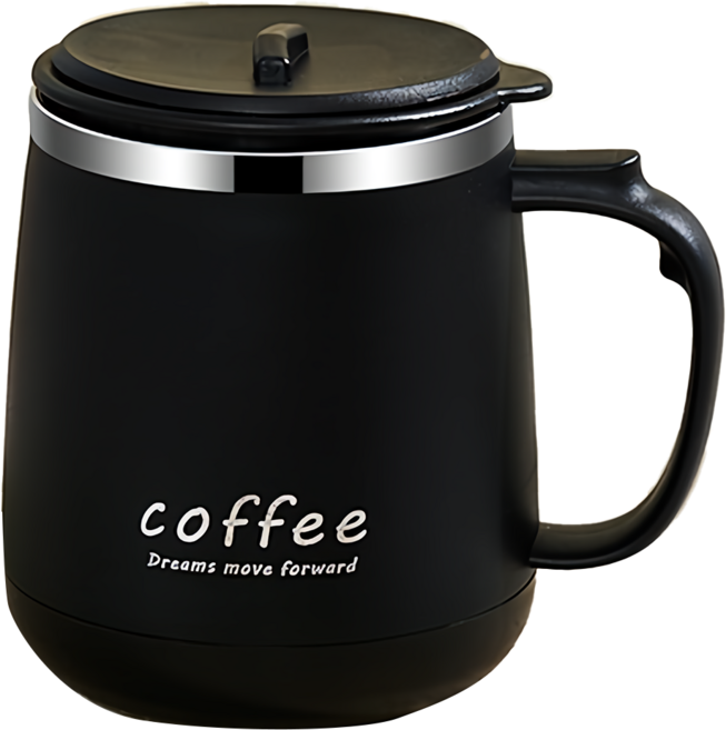 couselect 304不鏽鋼附蓋咖啡杯 480ml, 1個, 典雅黑