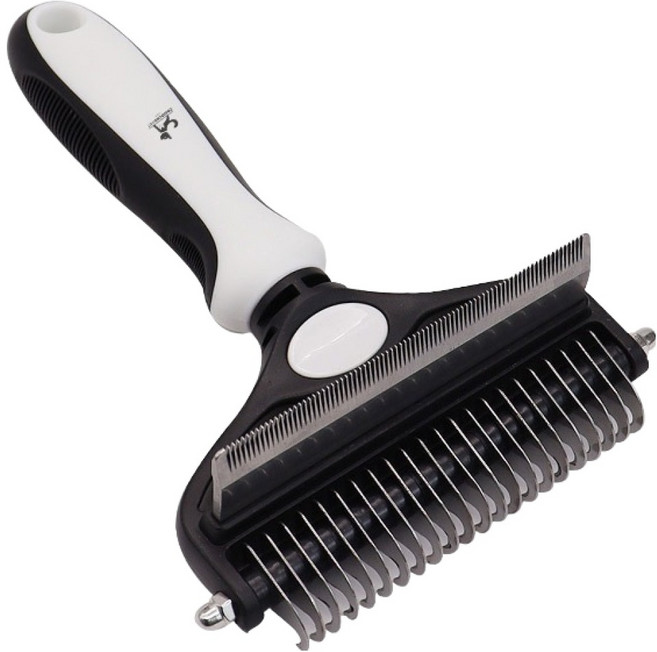 딩동펫 반려동물 2in1 죽은털제거 매듭 브러쉬 L, 블랙화이트, 1개