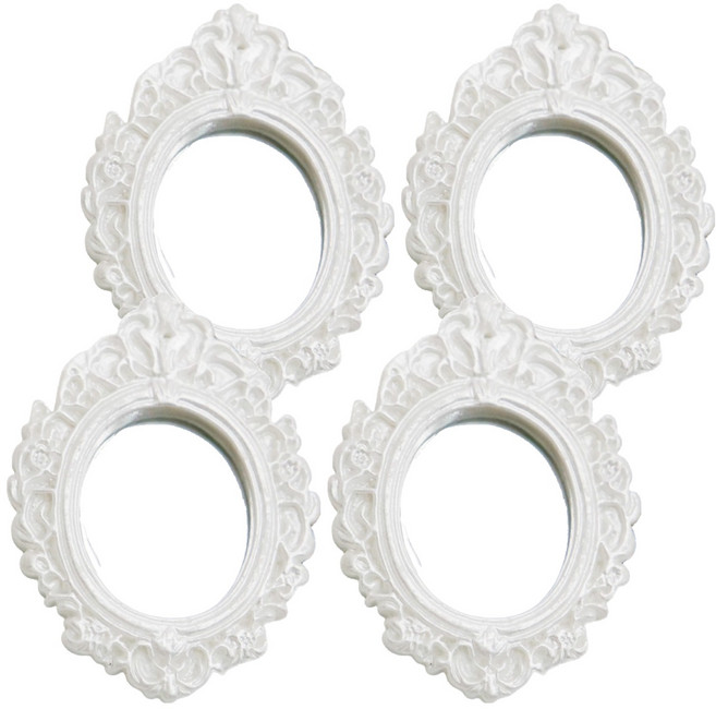 Mimineaqua 復古鏡 鬥魚鏡 裝飾品 白色, 4個