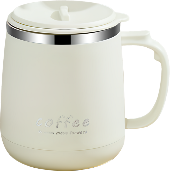couselect 304不鏽鋼附蓋咖啡杯 480ml, 1個, 米白色