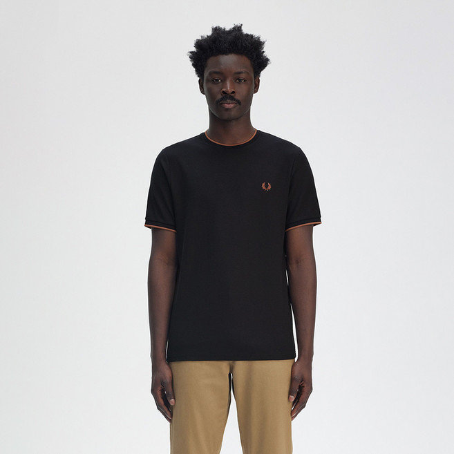 FRED PERRY 男女通用 Crepe Pique 短袖T恤 M8585, 海軍藍