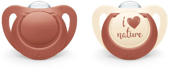 NUK Nature 矽膠安撫奶嘴 1號, 0~6個月, 莫蘭迪紅, 2個