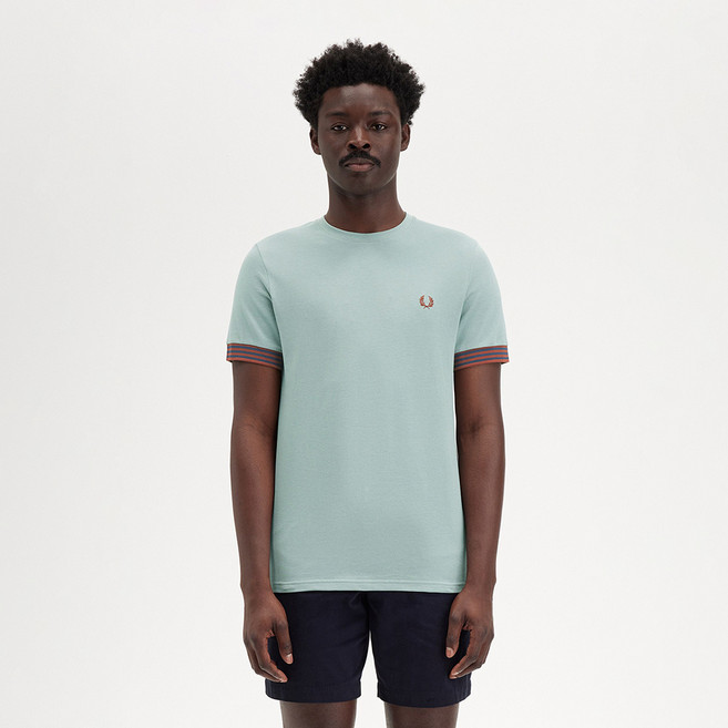 FRED PERRY 男士 M7707 條紋袖口短袖T恤