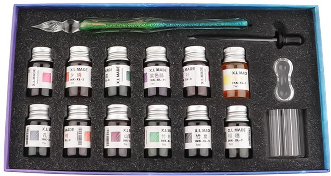 코히모 유리 만년필 16종 세트 5W0272, 캘리용1.5mm, 타입3