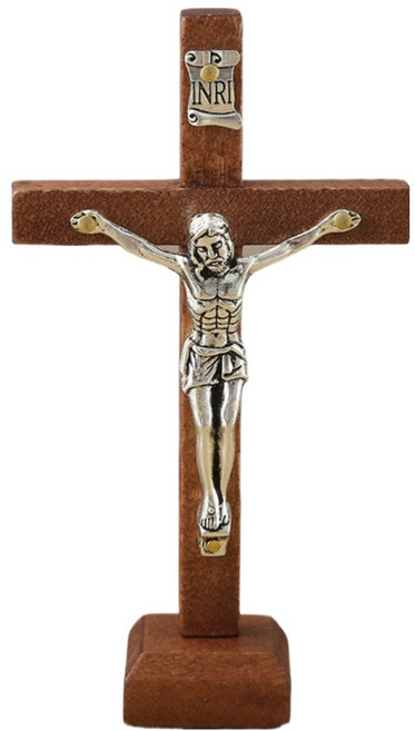 캐시리치 심플 우드 탁상용 미니 십자가 6 x 10 cm, 브라운, 1개