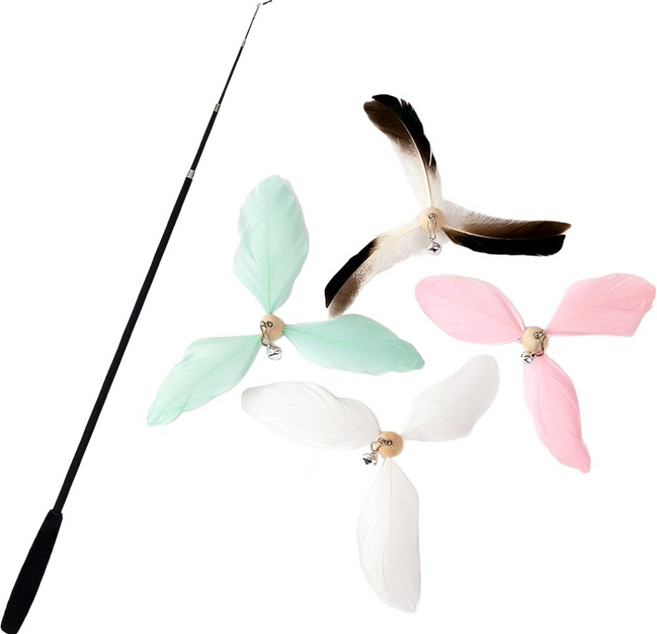 둥둥펫 고양이 장난감 빙글빙글 회전 회오리깃털 낚시대 5종 세트, 랜덤발송, 1세트