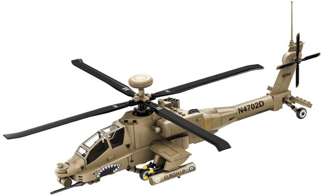 WANGE 萬格 相容積木 波音 AH-64 阿帕契直升機 4007wg, 1個, 混合顏色