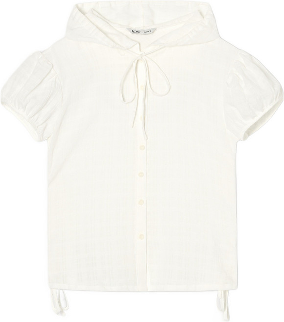 미쏘 여성용 셔링 후드 면 셔츠